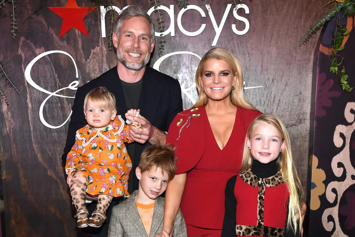 Jessica Simpson, who is 'doing OK' amid her split from husband Eric Johnson, with her estranged husband and their children