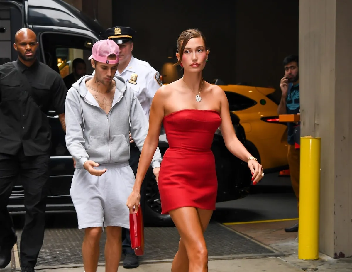 Exiting a van, Justin Bieber and Hailey Bieber enter a Krispy Kreme in NYC