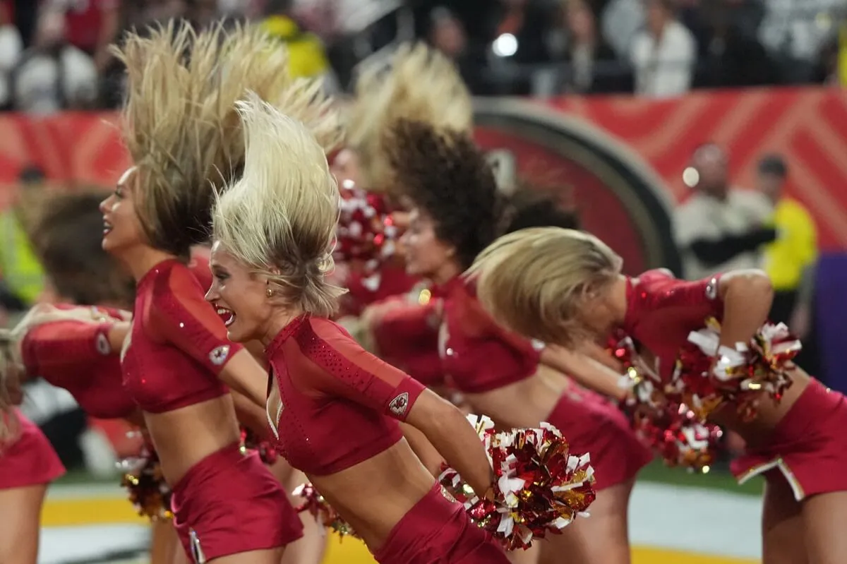 Kansas City Chiefs cheerleaders perform during Super Bowl LVIII