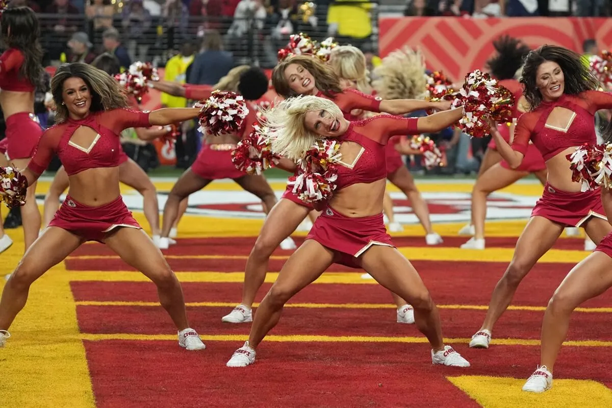 Kansas City Chiefs cheerleaders perform during Super Bowl LVIII between the Kansas City Chiefs and the San Francisco 49ers