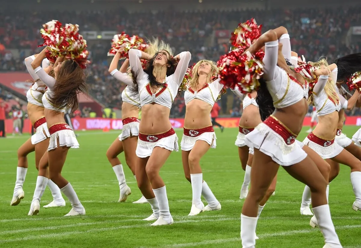 Kansas City Chiefs cheerleaders perform during the Detroit Lions v Kansas City Chiefs NFL International Series Match