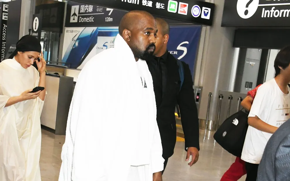 Bianca Censori and Kanye West are seen upon arrival at Narita International Airport on June 09, 2024 in Narita, Japan. 