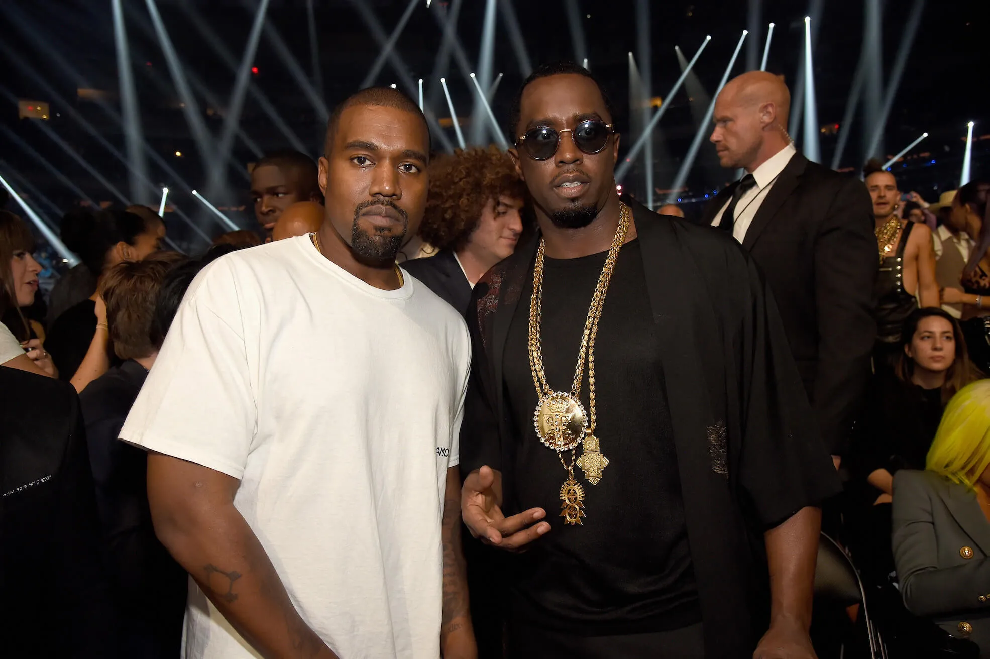 Kanye West and Sean 'Diddy' Combs stand next to each other in 2016 at the MTV Video Music Awards