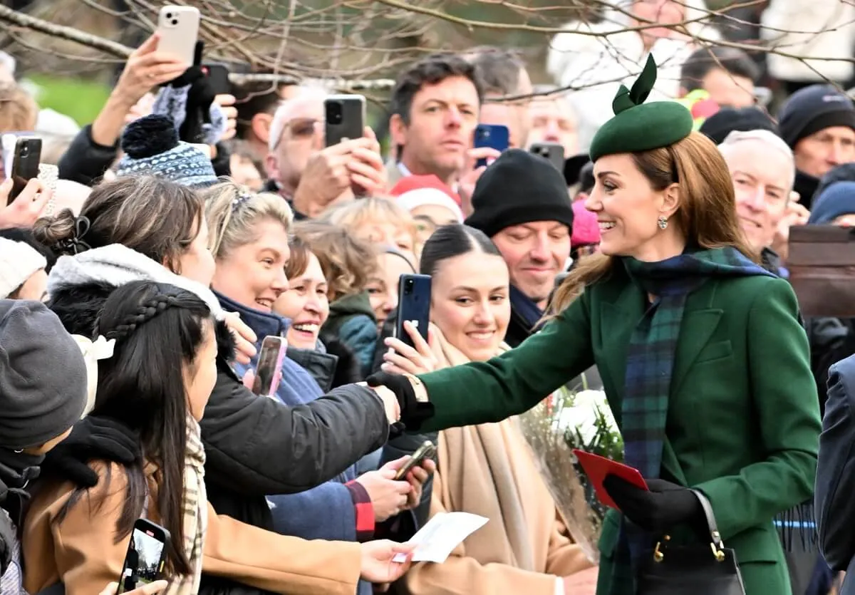 Kate Middleton greets well-wishers after attending the 2024 Christmas Morning service at St. Mary Magdalene Church