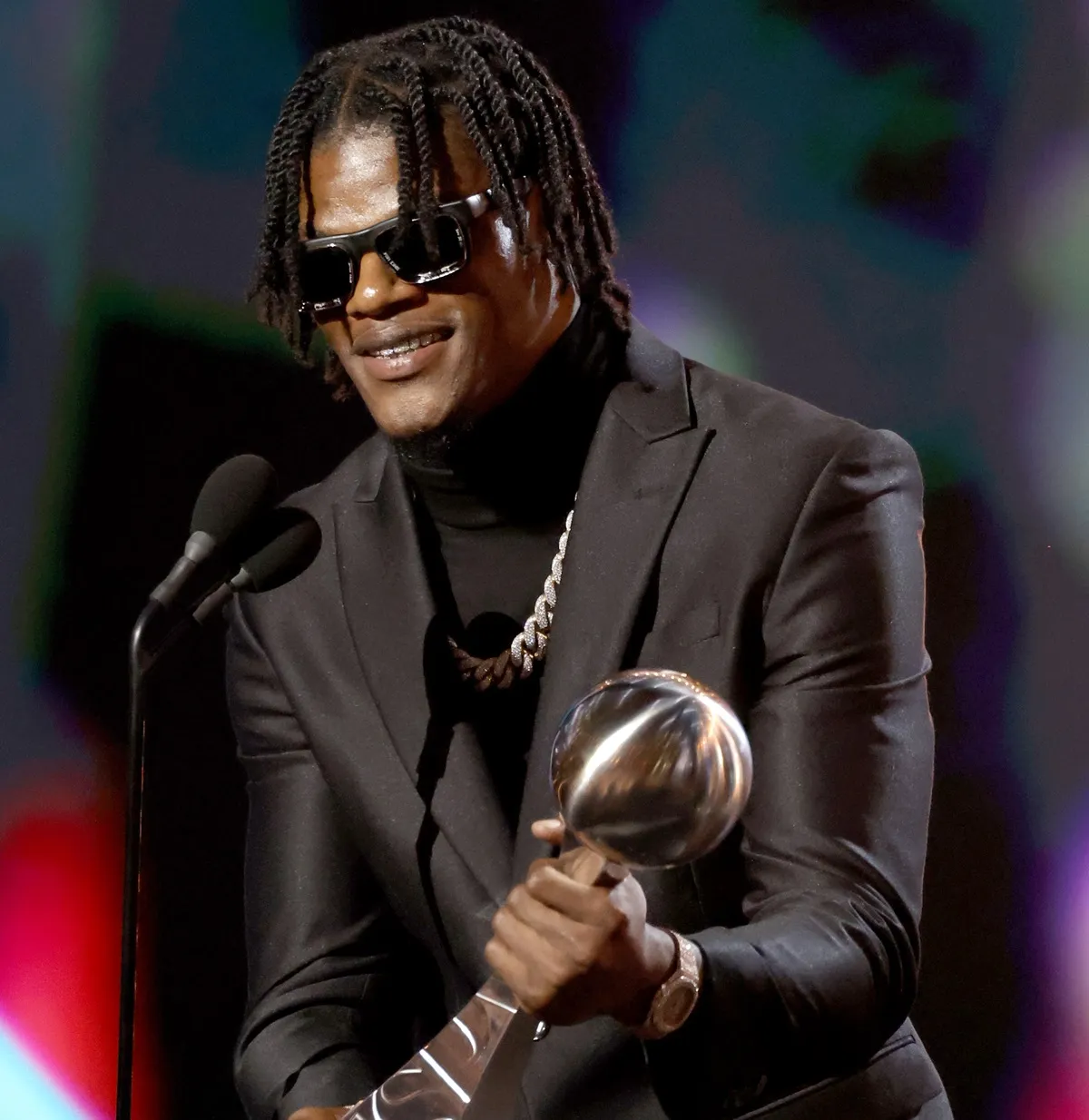 Lamar Jackson accepts the Best Play Award onstage during the 2024 ESPY Awards at Dolby Theatre on July 11, 2024 in Hollywood, California.