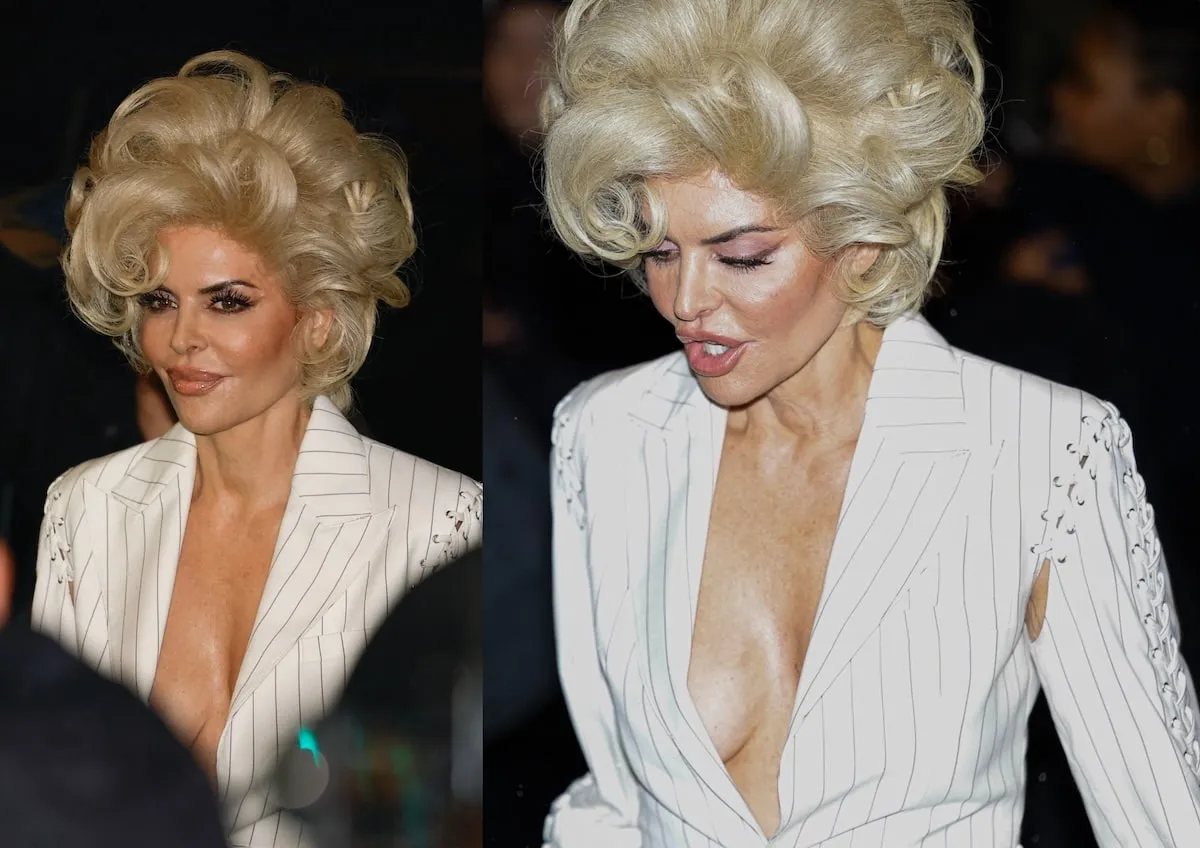 TV personality Lisa Rinna wears a blonde wig to the Jean Paul Gaultier Women's Spring/Summer 2025 show