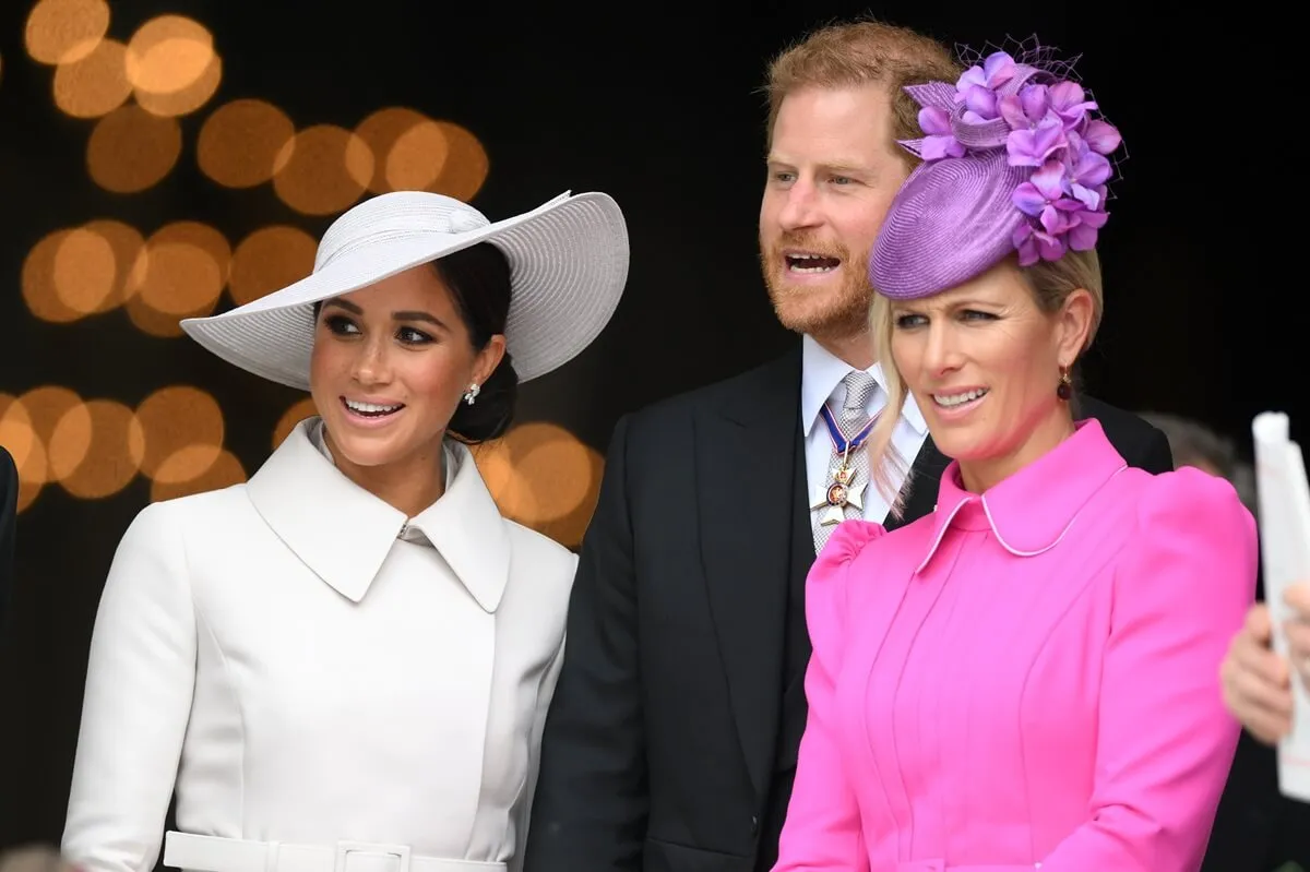 Meghan Markle, Prince Harry and Zara Tindall depart after the National Service of Thanksgiving to Celebrate the Platinum Jubilee of Queen Elizabeth II