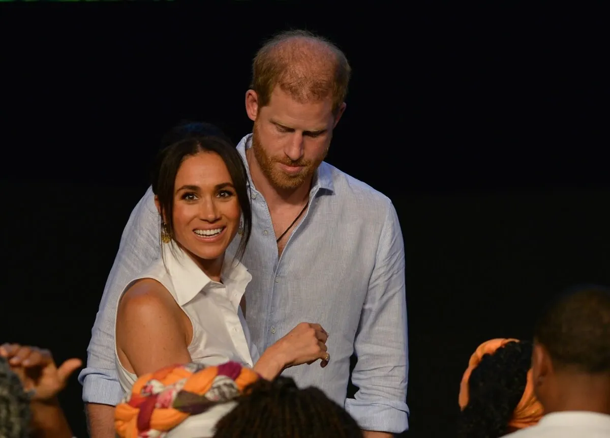 Meghan Markle and Prince Harry seen at the Afro Women and Power Forum at the Municipal Theater of Calid during a visit around Colombia