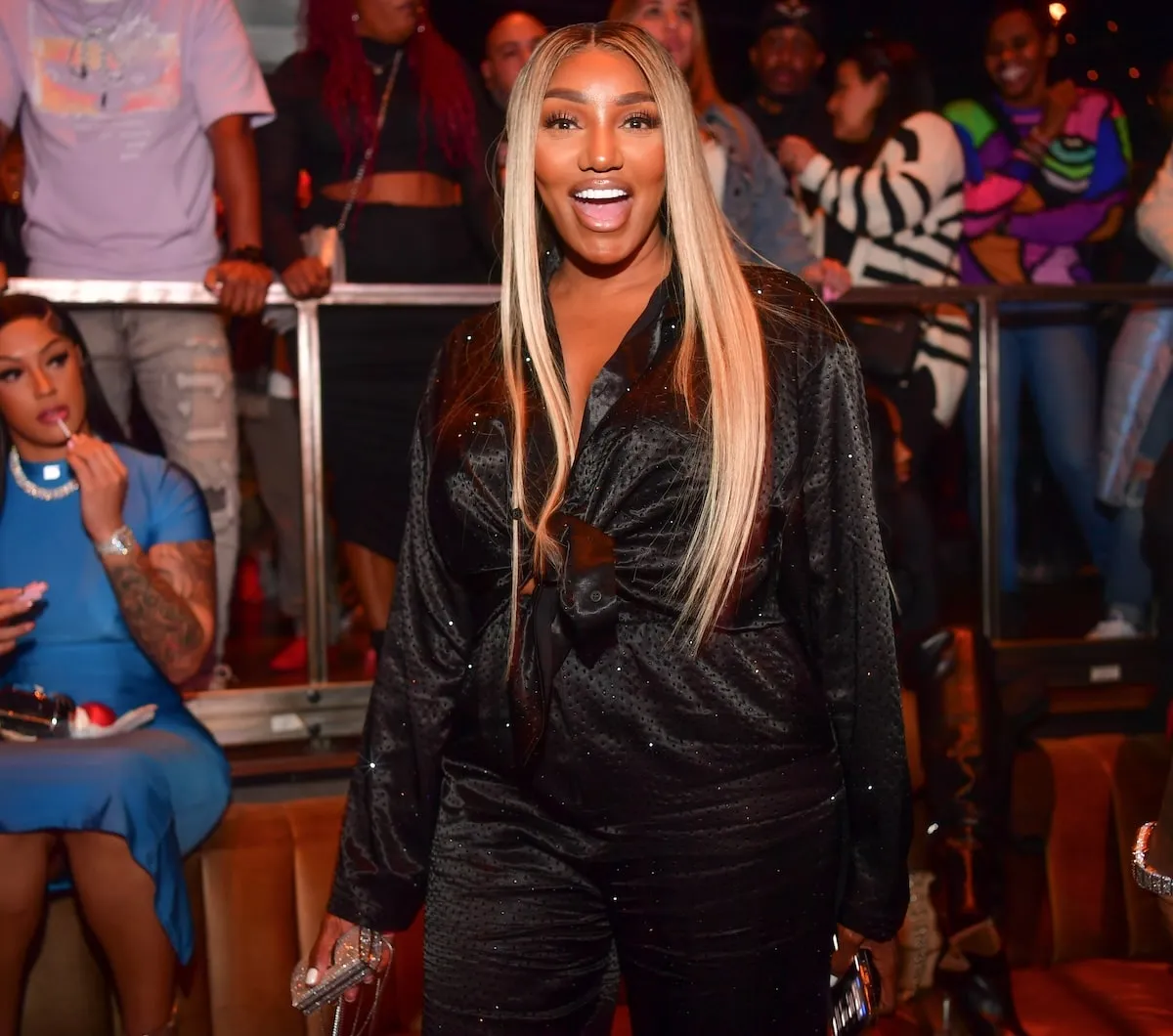 Wearing a black jumpsuit, Nene Leakes smiles at the Doo-Wop All R&B Soul Music Day Party