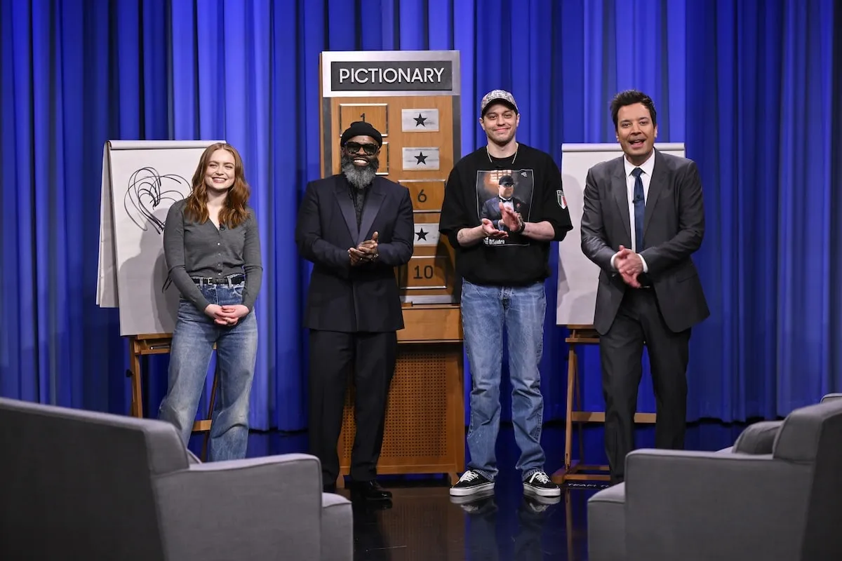 'The Tonight Show' guests Sadie Sink, Tariq Trotter, and Pete Davidson play 'Pictionary' with Jimmy Fallon