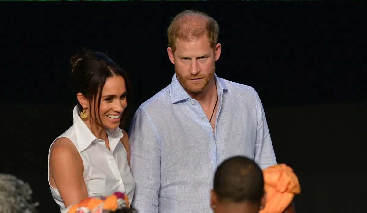 Prince Harry and Meghan Markle at the Afro Women and Power Forum during a visit to Cali, Colombia