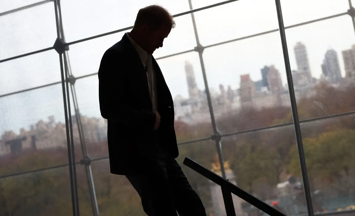 Prince Harry leaves the stage during the New York Times annual DealBook summit