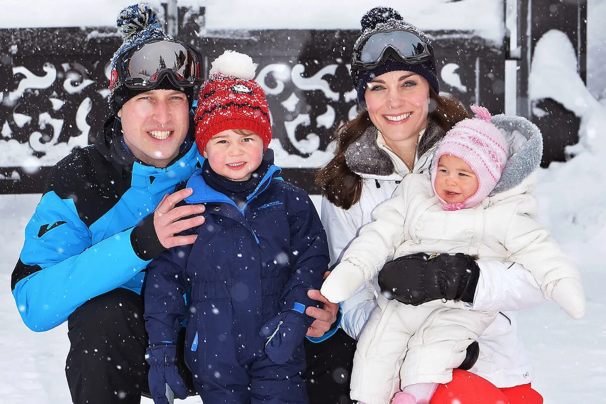 Prince William, Prince George, Kate Middleton, and Princess Charlotte on a ski vacation in 2016