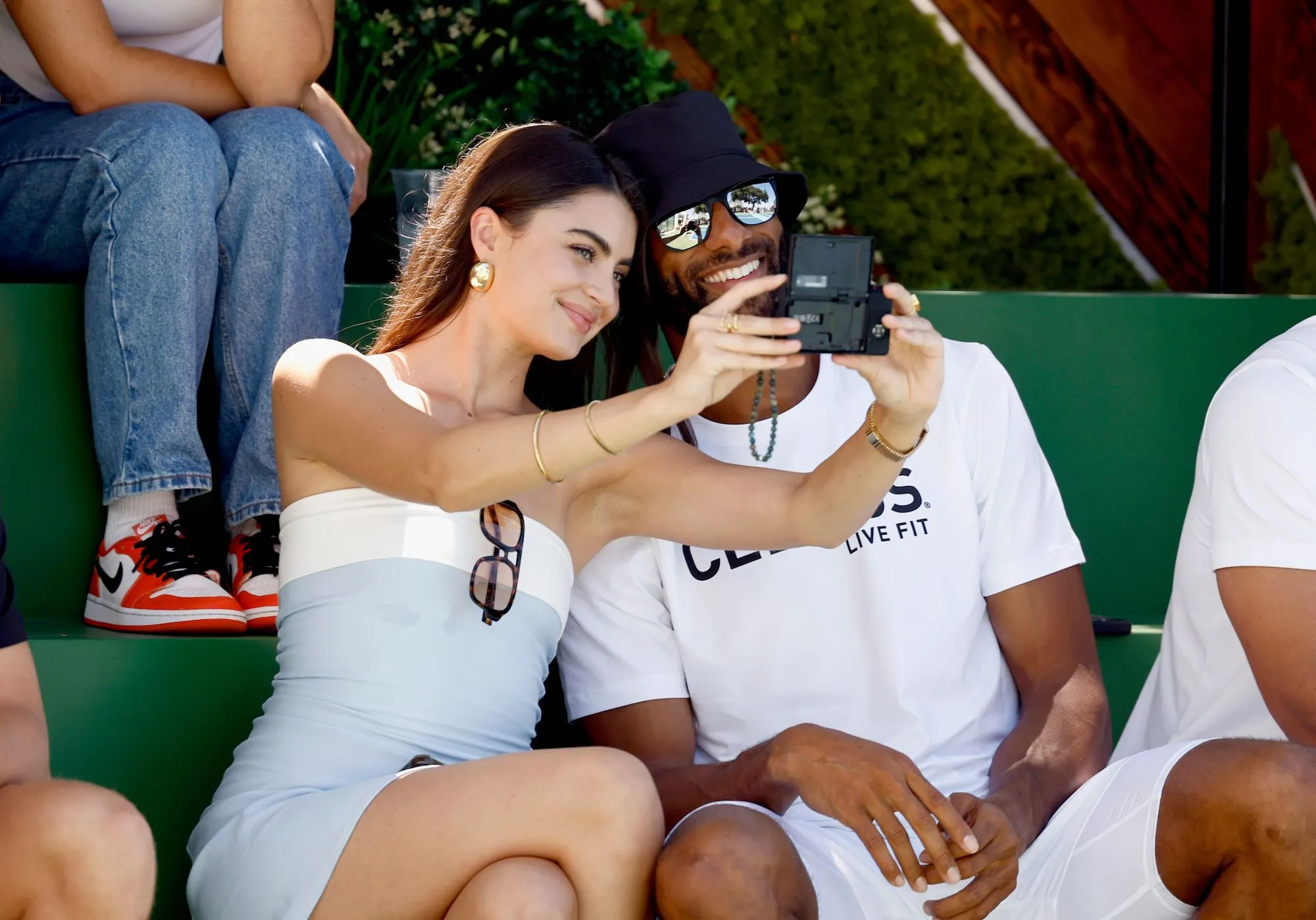 'The Bachelor' couple Rachael Kirkconnell and Matt James taking a selfie at a pickleball tournament 