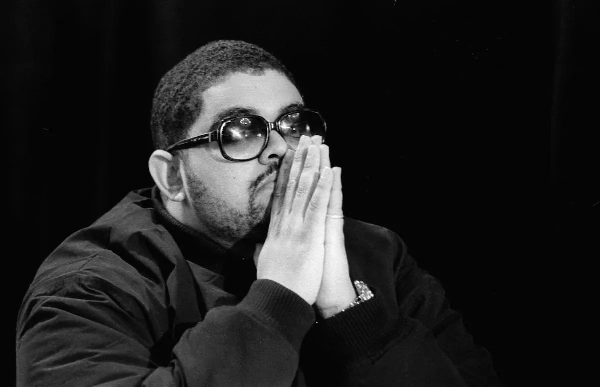 Heavy D frowns during a press conference on January 2, 1992, following a deadly stampede during a concert at the City College of New York