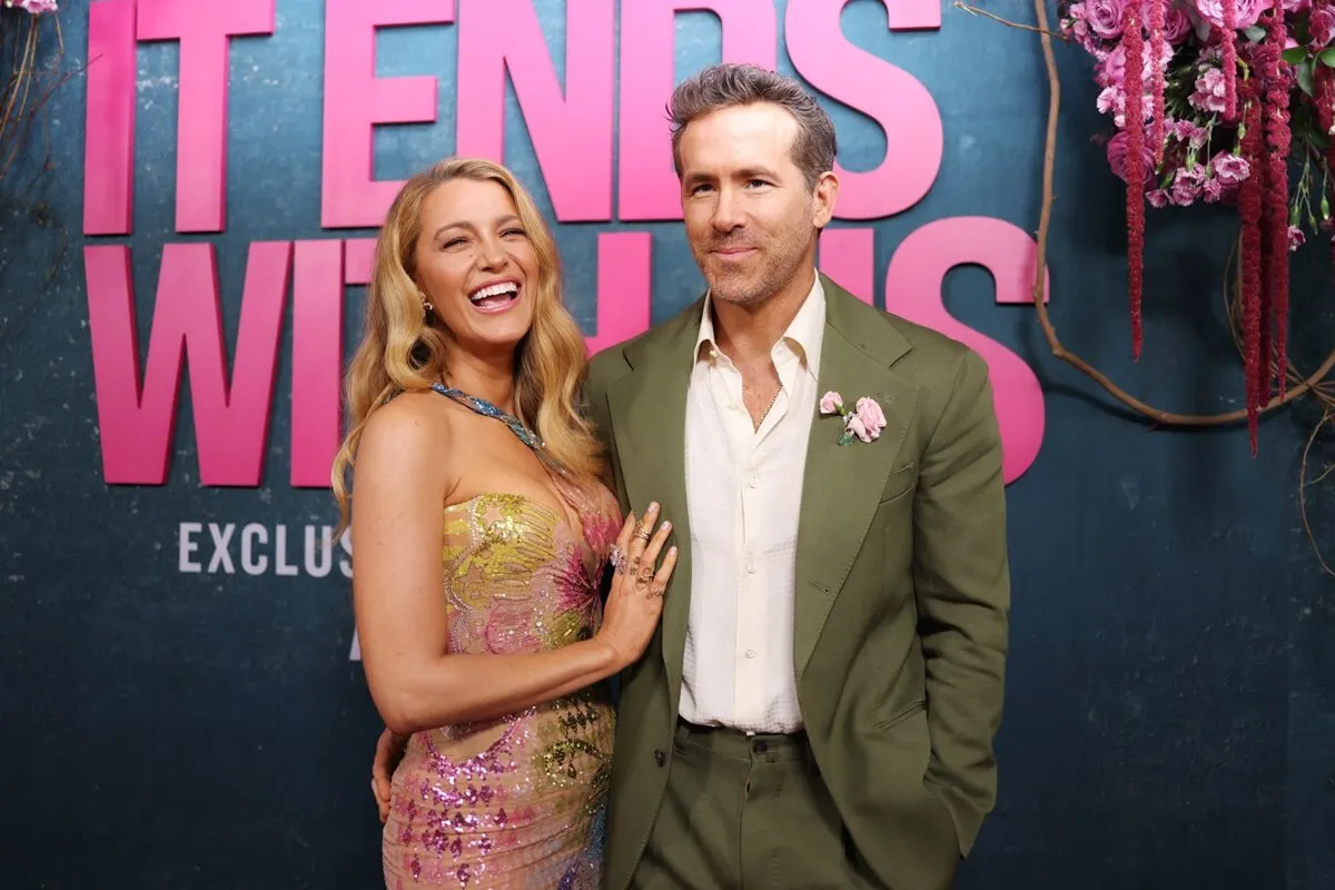 Ryan Reynolds and Blake Lively posing at the premiere of 'It Ends With us'.