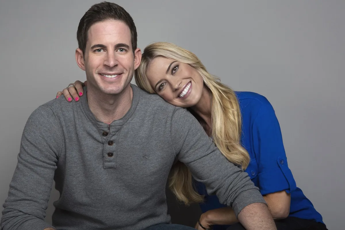 Tarek El Moussa and Christina Haack pose together for a portrait session for 'Flip or Flop' in 2017