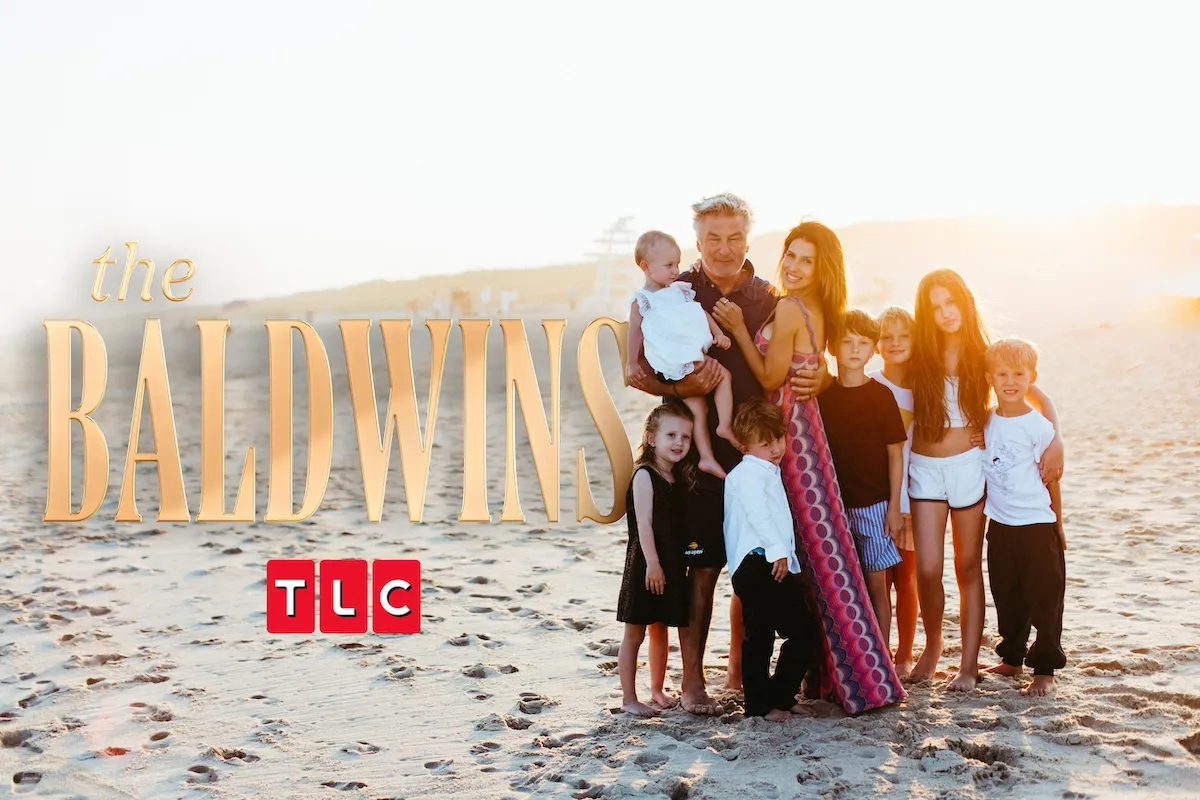 Key are for 'The Baldwins' showing Alec Baldwin and his family standing on a beach