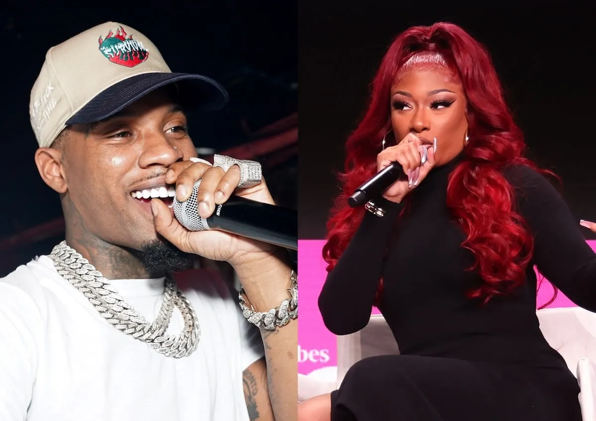 Side by side photos of rappers Tory Lanez and Megan Thee Stallion