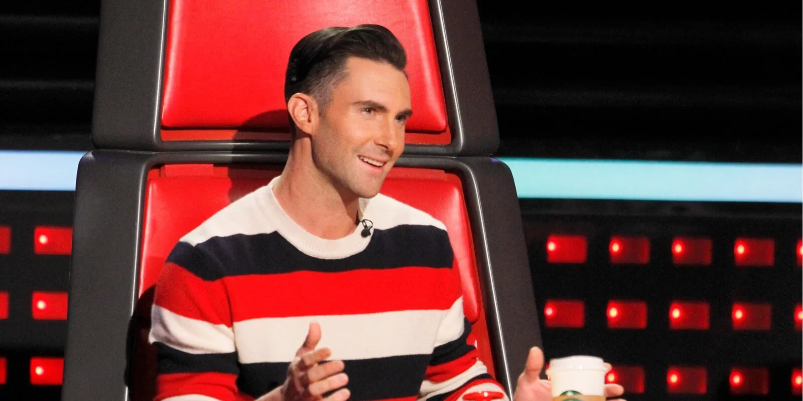 Adam Levine photographed on the set of 'The Voice' in 2014