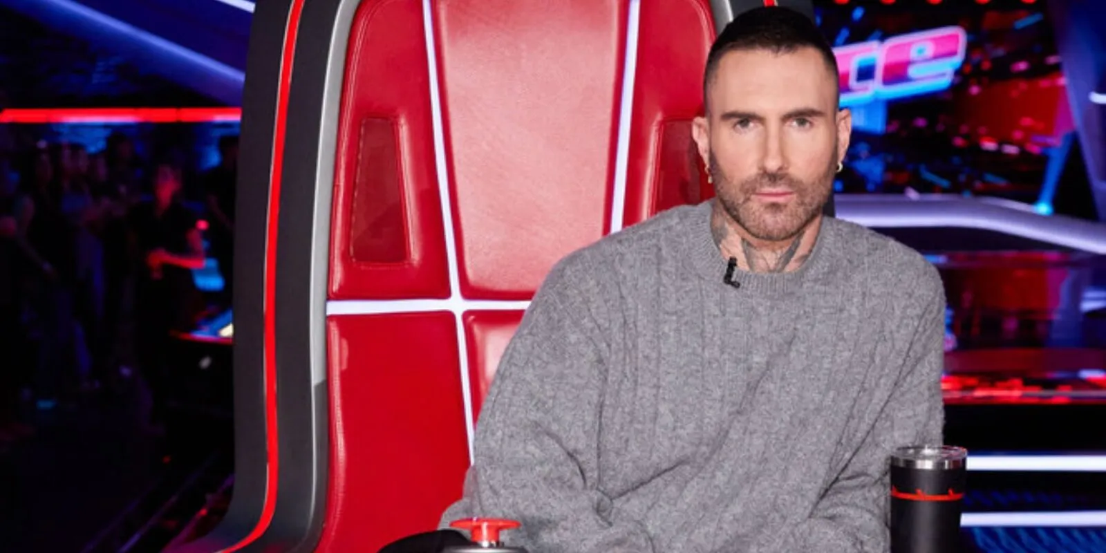 Adam Levine poses on the set of 'The Voice' for season 27