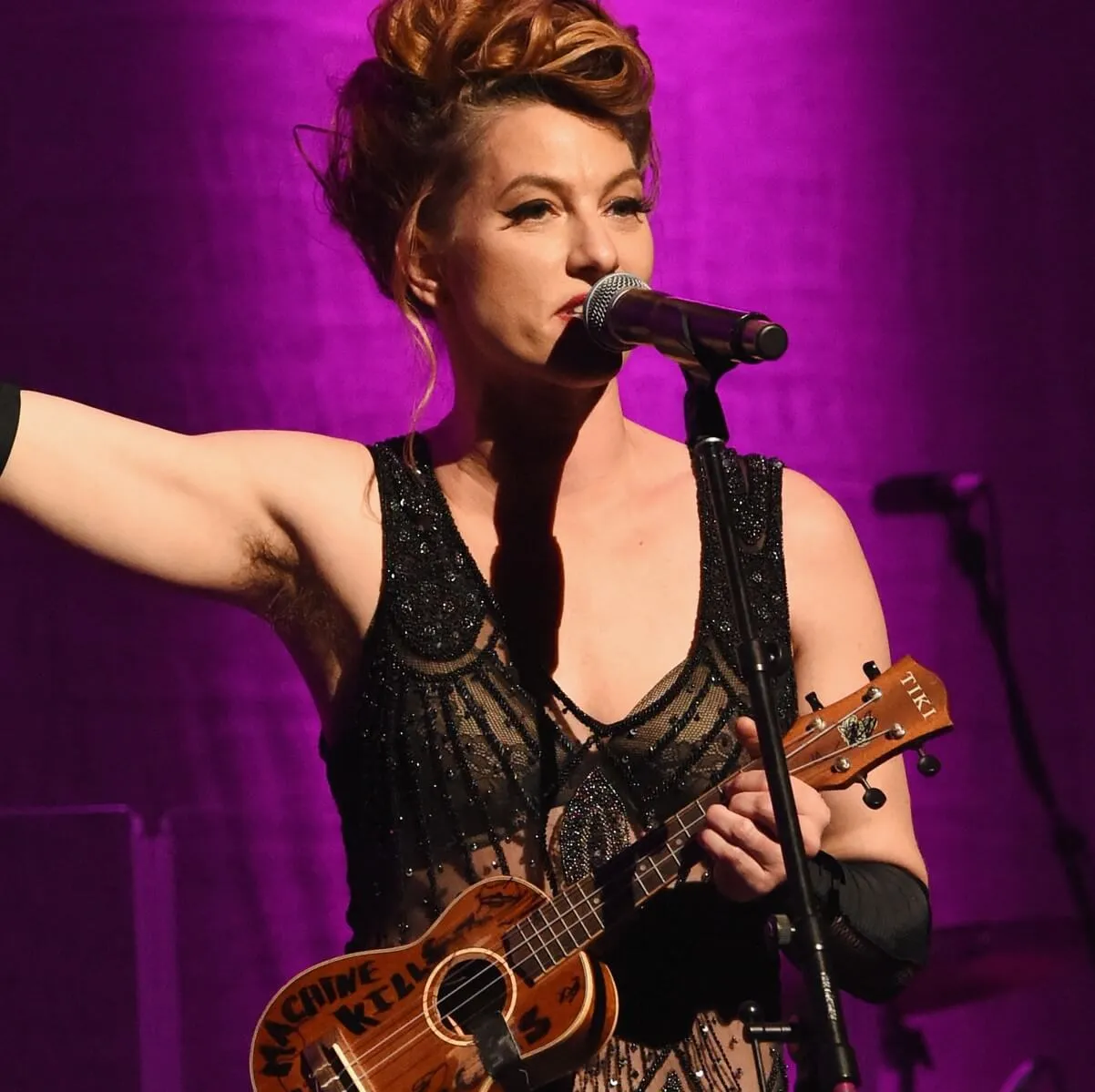 Amanda Palmer, the lead singer of the band The Dresden Dolls, with a ukulele