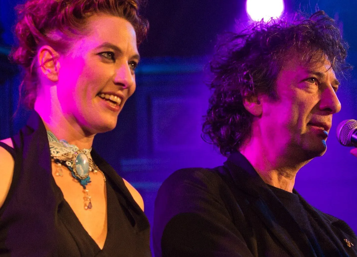 Amanda Palmer standing next to Neil Gaiman