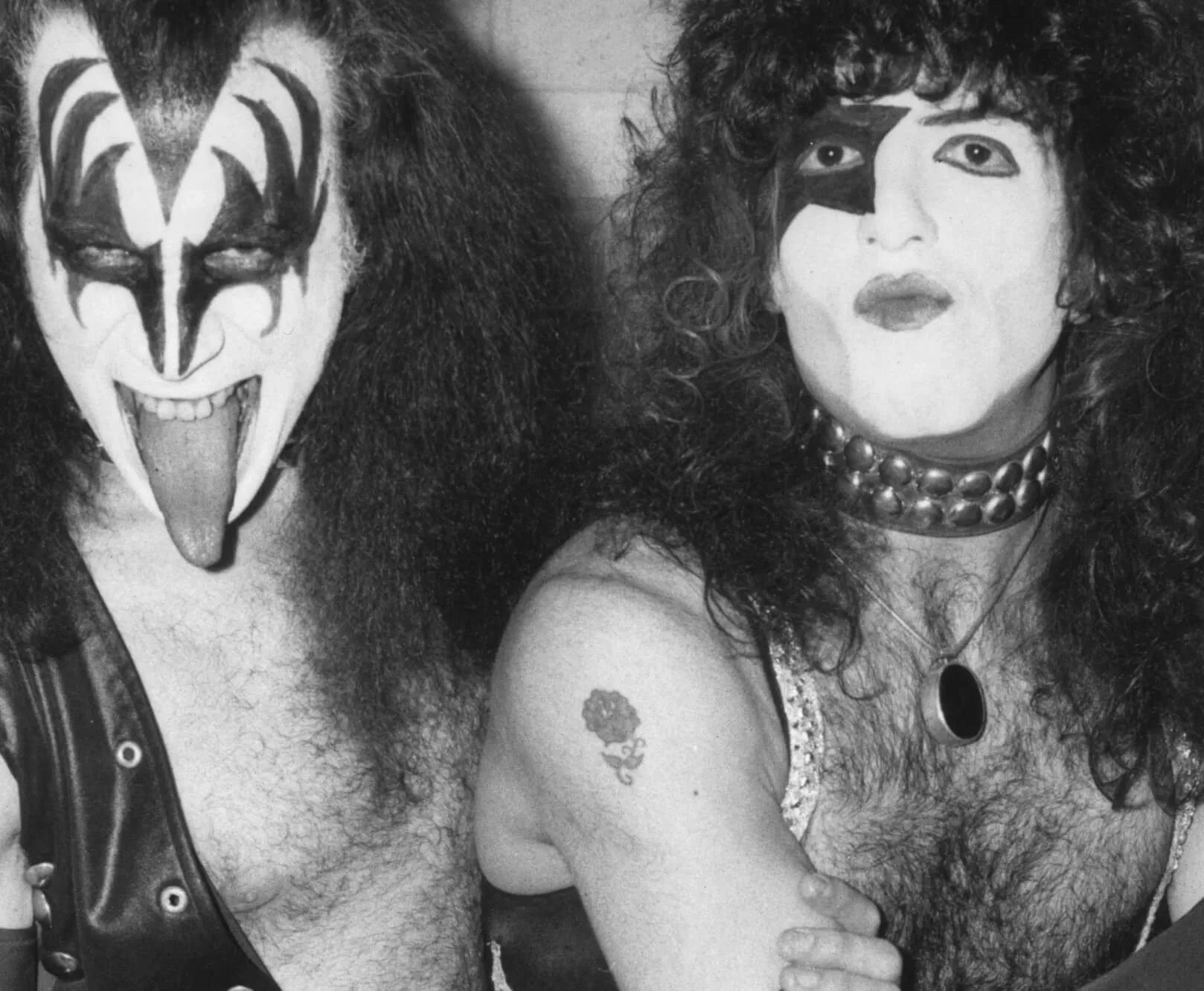 Kiss' Gene Simmons and Paul Stanley in black-and-white