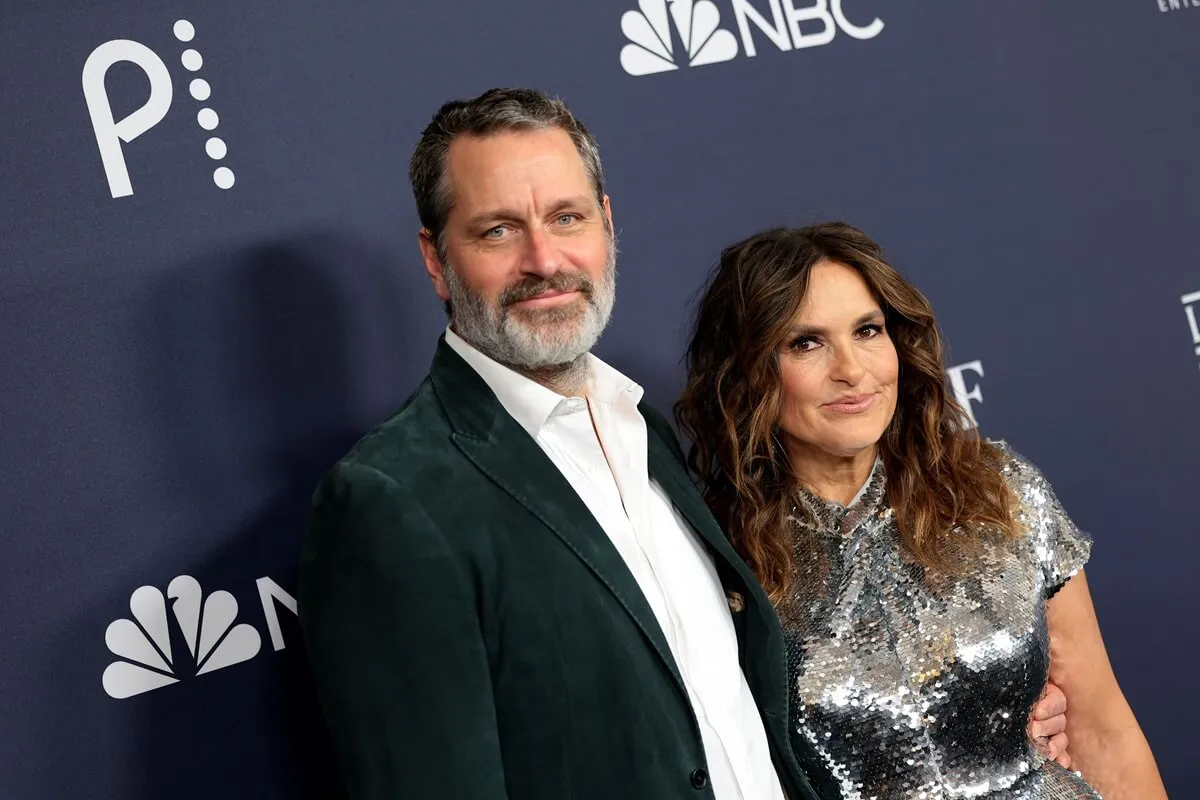 Pete Hermann posing next to Mariska Hargitay at the "Law & Order: Special Victims Unit" 25th Anniversary Celebration at Edge at Hudson Yards.