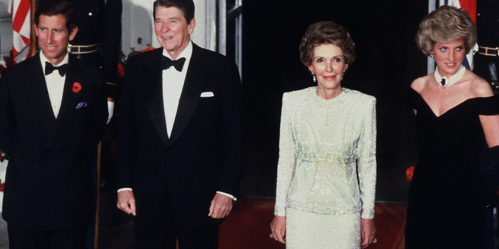 Prince Charles, Ronald Reagan, Nancy Reagan and Princess Diana at the White House in 1985