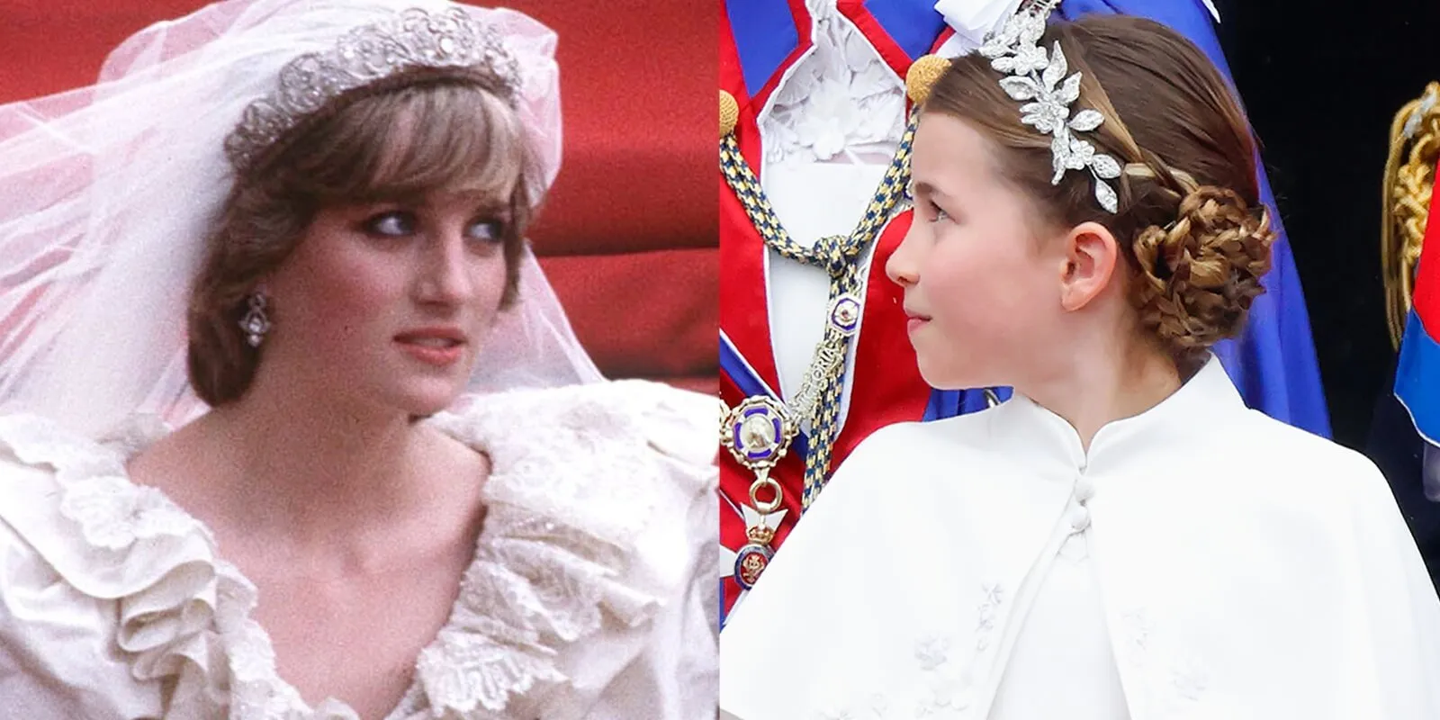 Princess Diana and Princess Charlotte in side-by-side photographs