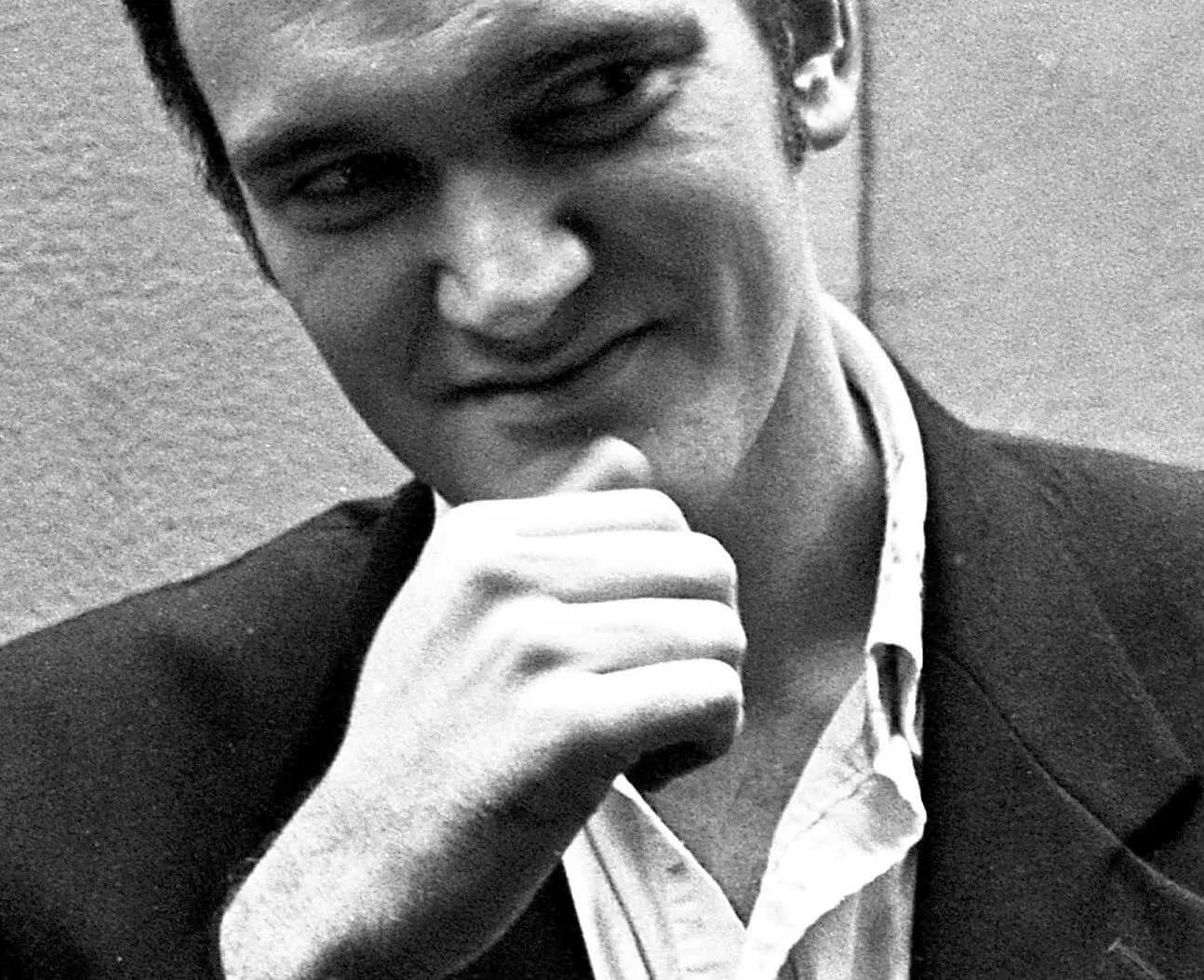 Quentin Tarantino in black-and-white