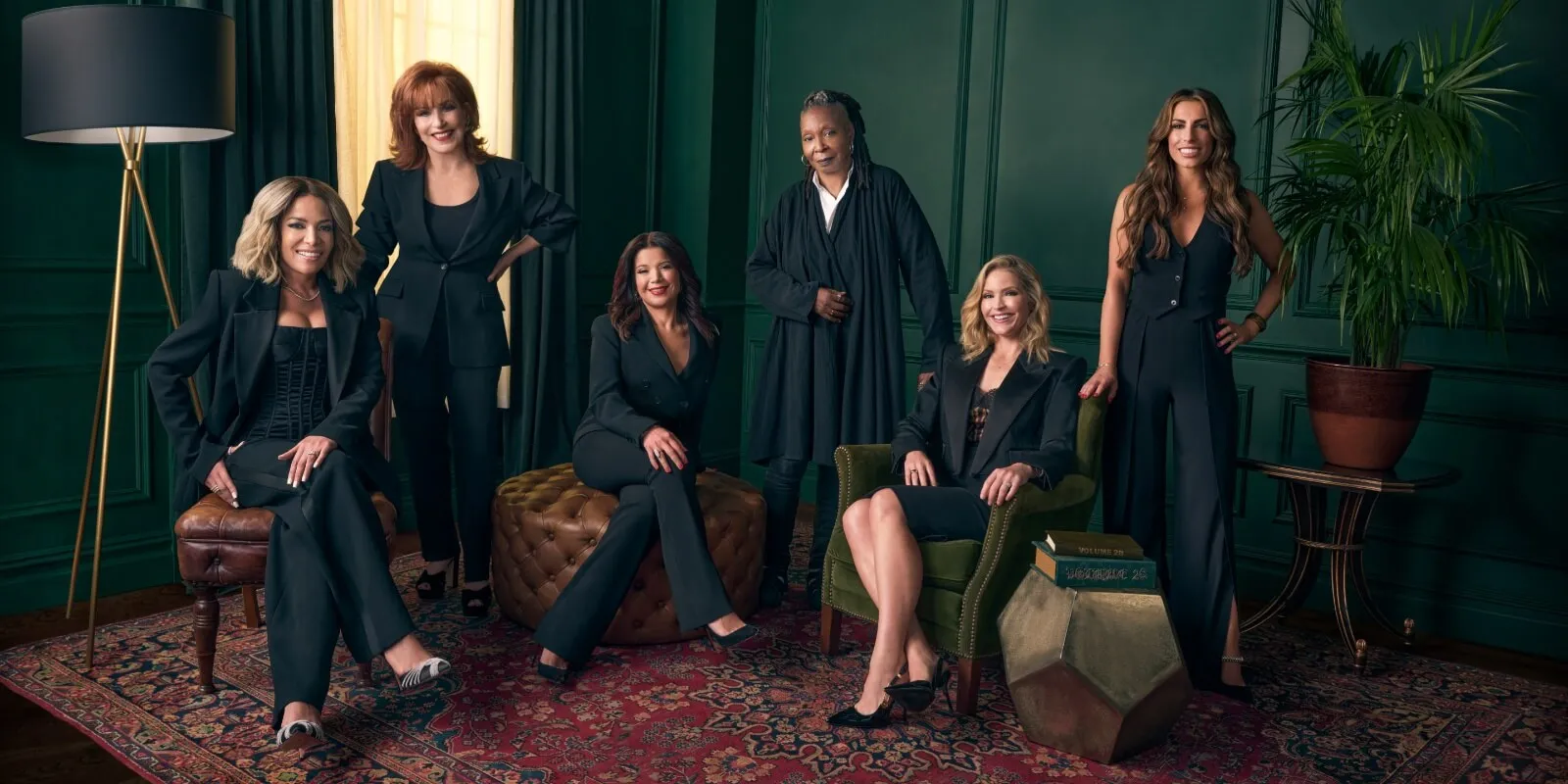 The cast of ABC's 'The View' includes Sunny Hostin, Joy Behar, Ana Navarro, Whoopi Goldberg, Sara Haines and Alyssa Farah Griffin.