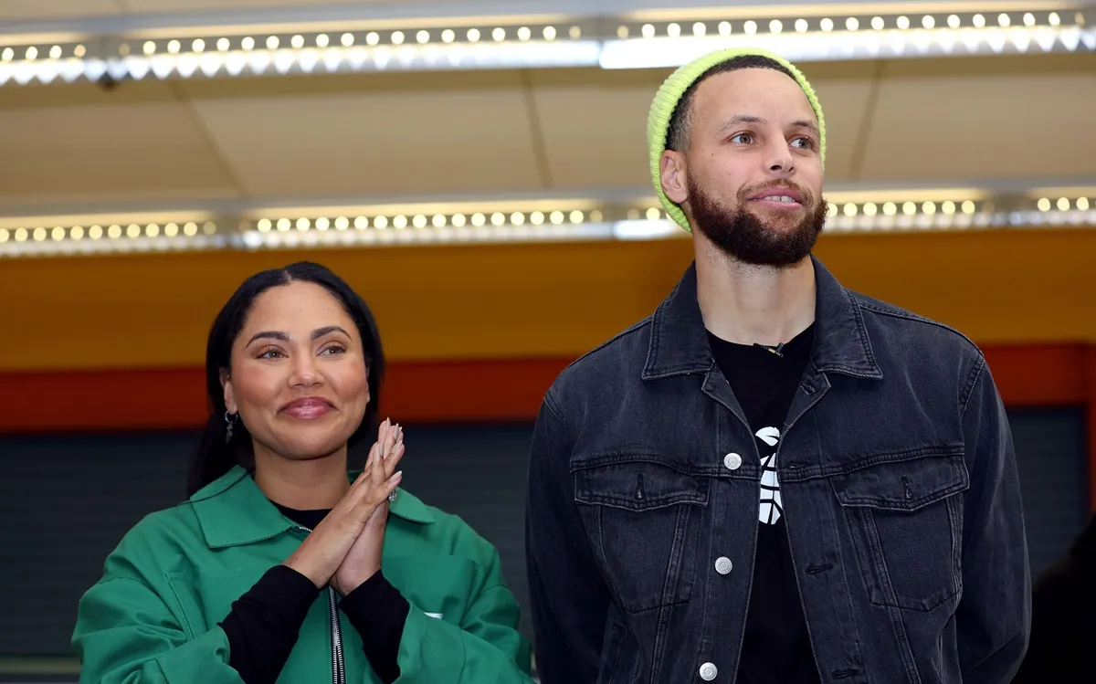 Ayesha Curry and Stephen Curry attend Stephen & Ayesha Curry's Eat. Learn. Play. Leads 2025 NBA All-Star Day of Service in Oakland, California