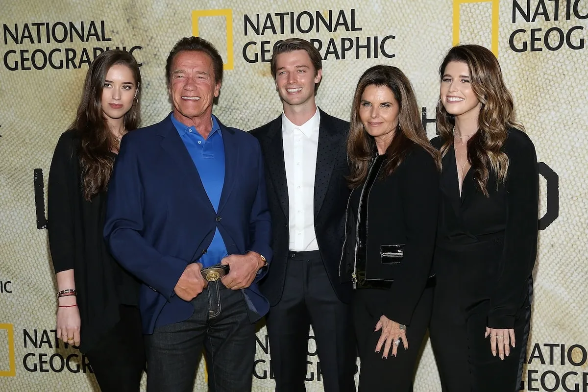 The Schwarzenegger family and siblings at a National Geographic movie premiere in 2017