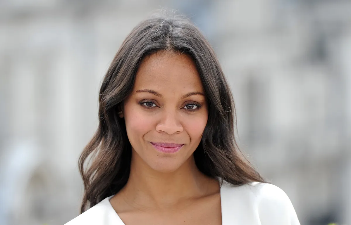 Zoe Saldana posing at 'The Guardians of the Galaxy' photocall.