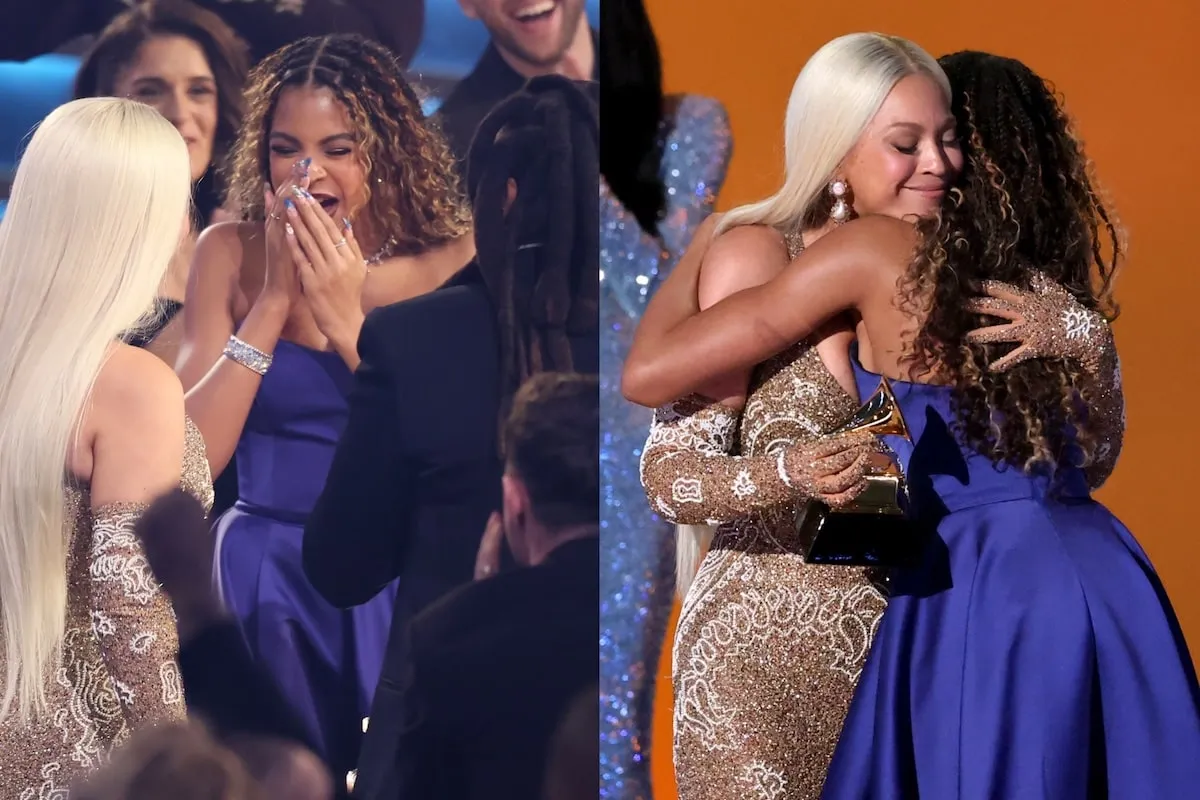 Jay-Z and Beyonce's daughter Blue Ivy reacts as Beyonce wins Album of the Year at the 67th Grammys Awards