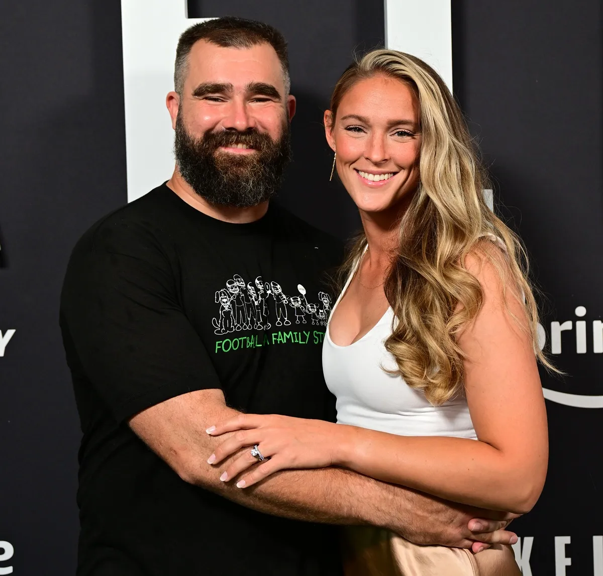 Jason Kelce and Kylie Kelce attend Thursday Night Football Presents The World Premiere of "Kelce" on September 08, 2023 in Philadelphia, Pennsylvania.