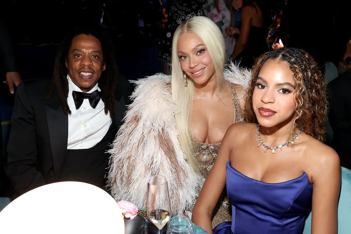 Blue Ivy sits with her parents, Jay-Z and Beyoncé, at the 67th Annual GRAMMY Awards