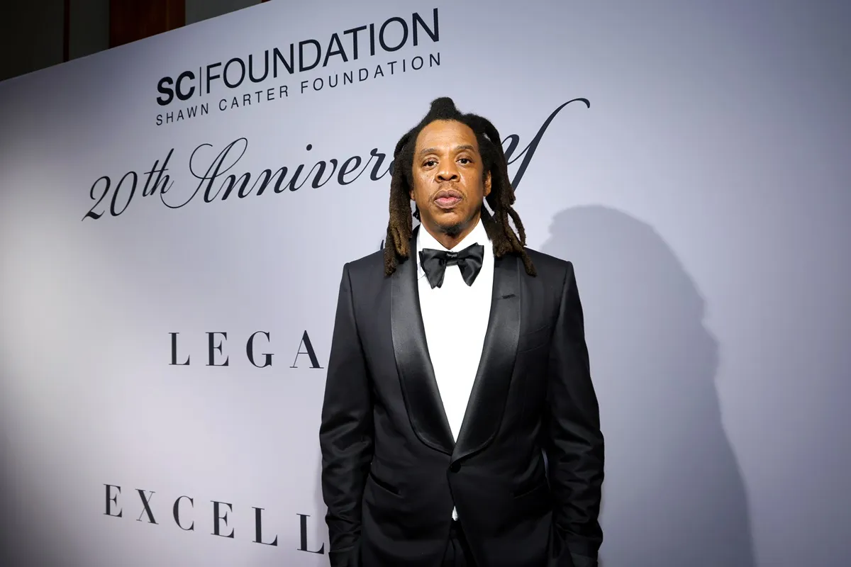 Jay-Z attends the Shawn Carter Foundation 20th Anniversary Black Tie Gala at Pier 60 on July 14, 2023 in New York City.