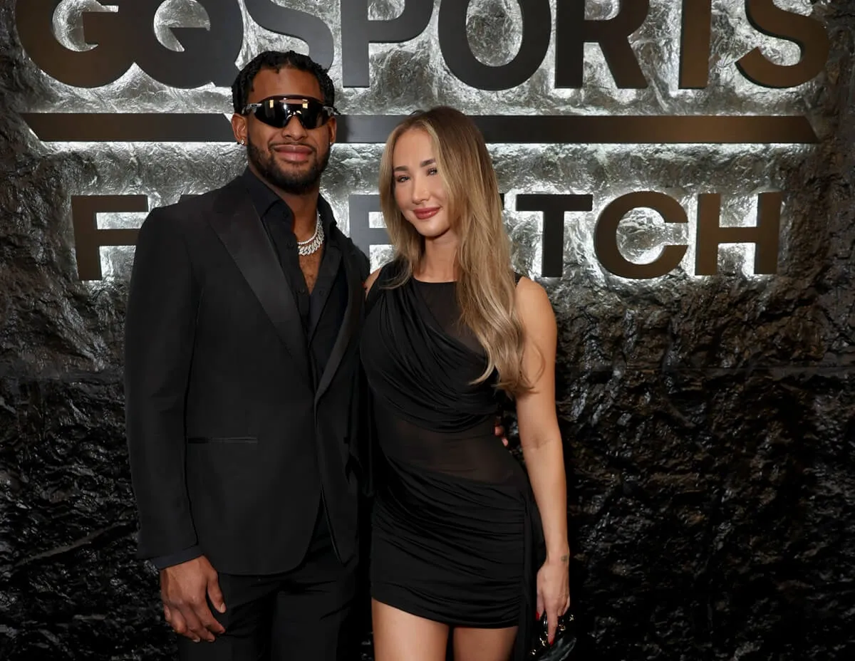 JuJu Smith-Schuster and Laura Kruk attend the GQ Sports Super Bowl Party 2024 in Las Vegas