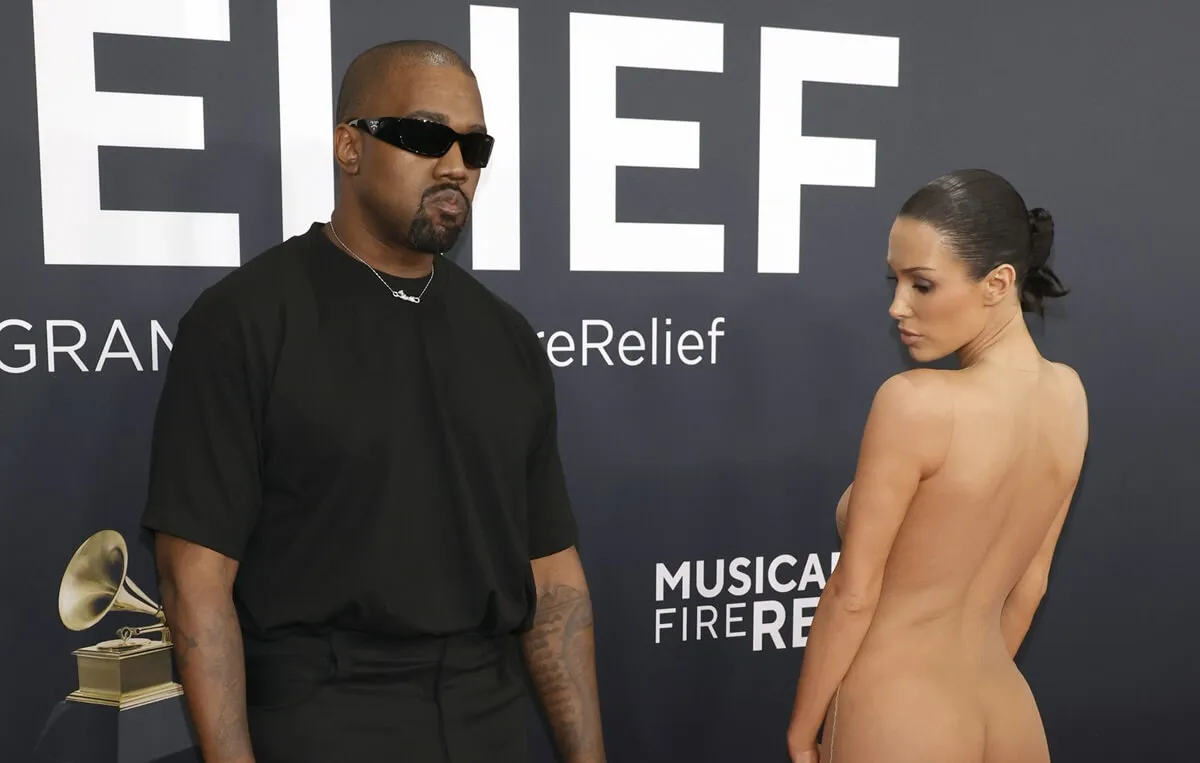 Kanye West and Bianca Censori pose on red carpet at the 67th GRAMMY Awards