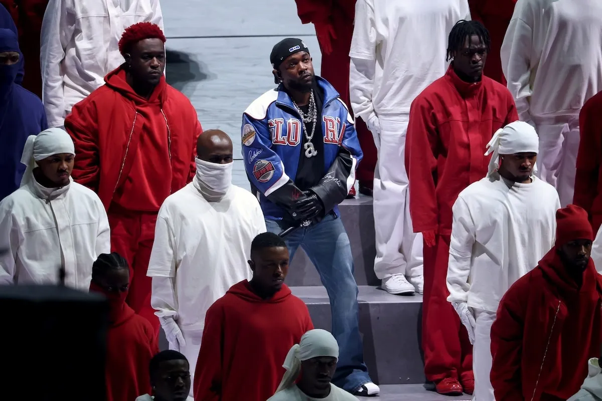 Rapper Kendrick Lamar performs onstage at the Super Bowl LIX Halftime Show