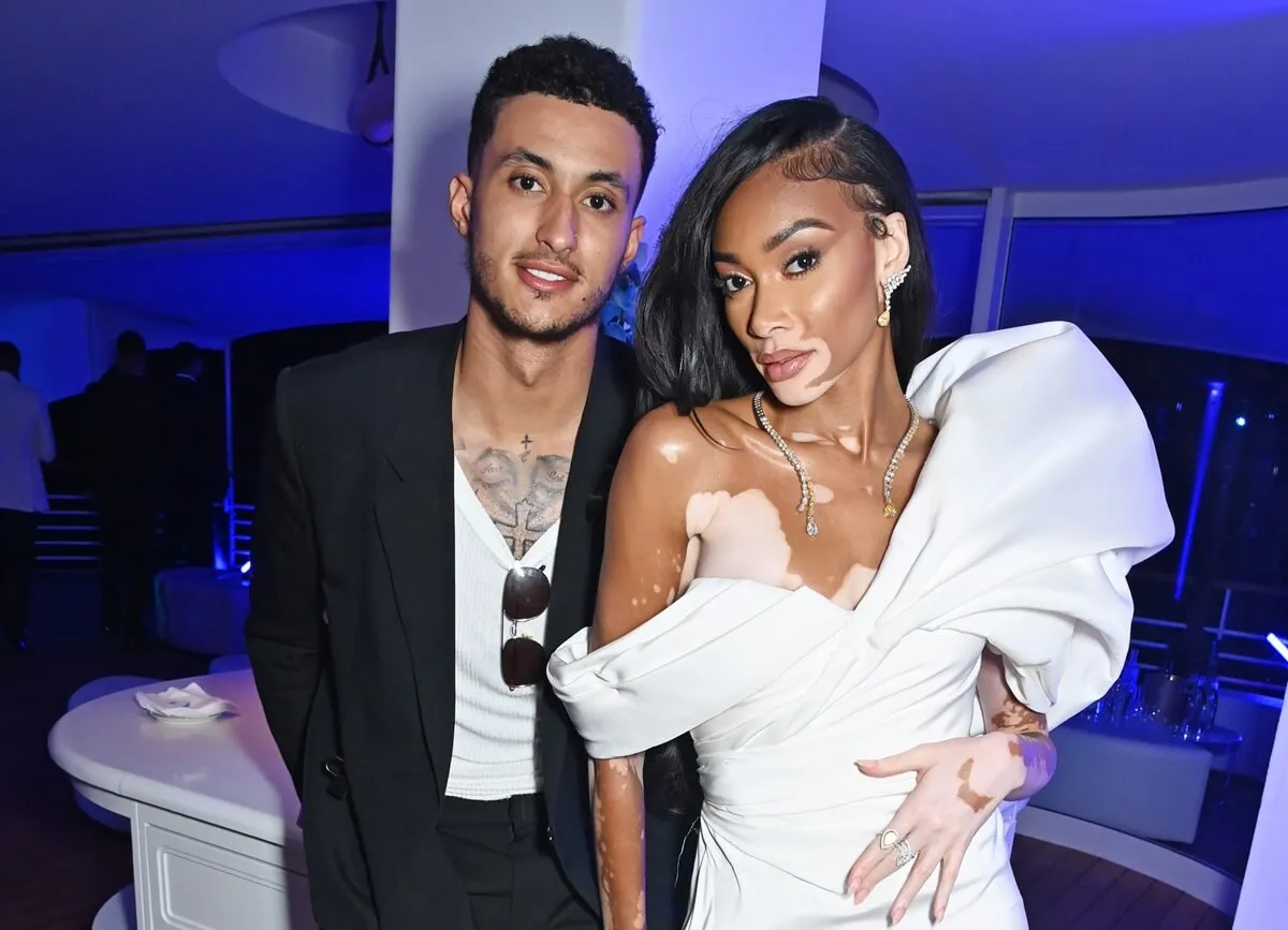 Kyle Kuzma and Winnie Harlow attend the amfAR Cannes Gala afterparty