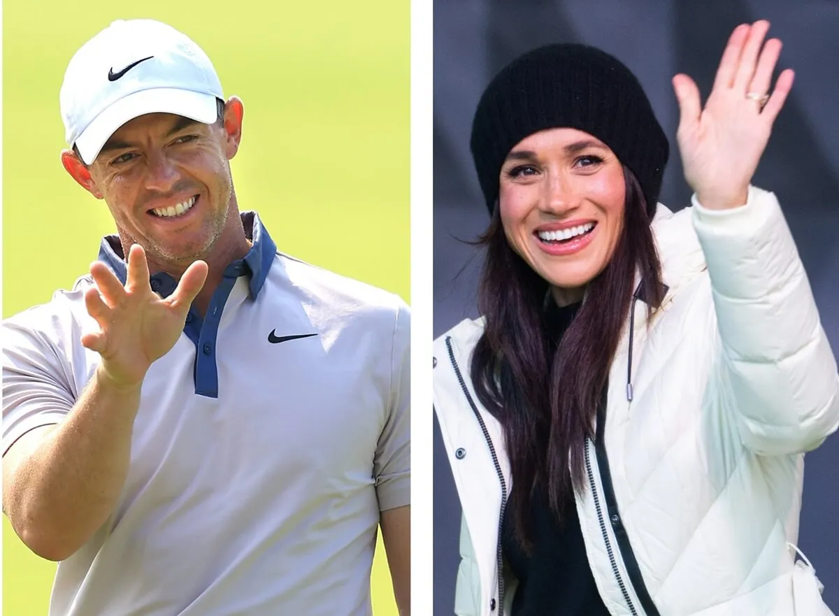 (L): Rory McIlroy reacts on the first hole of the Hero Dubai Desert Classic, (R): Meghan Markle attends the Whistler Welcoming Ceremony during the 2025 Invictus Games