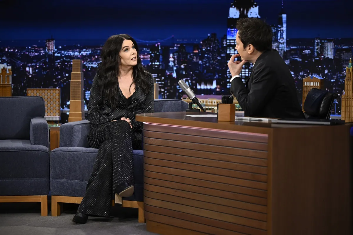 Lauren Graham during an interview with host Jimmy Fallon on Tuesday, February 4, 2025