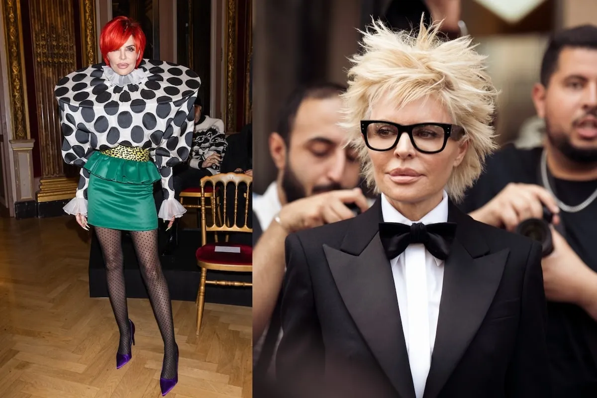 Wearing two wacky outfits, Lisa Rinna shows off before two different Viktor & Rolf fashion shows