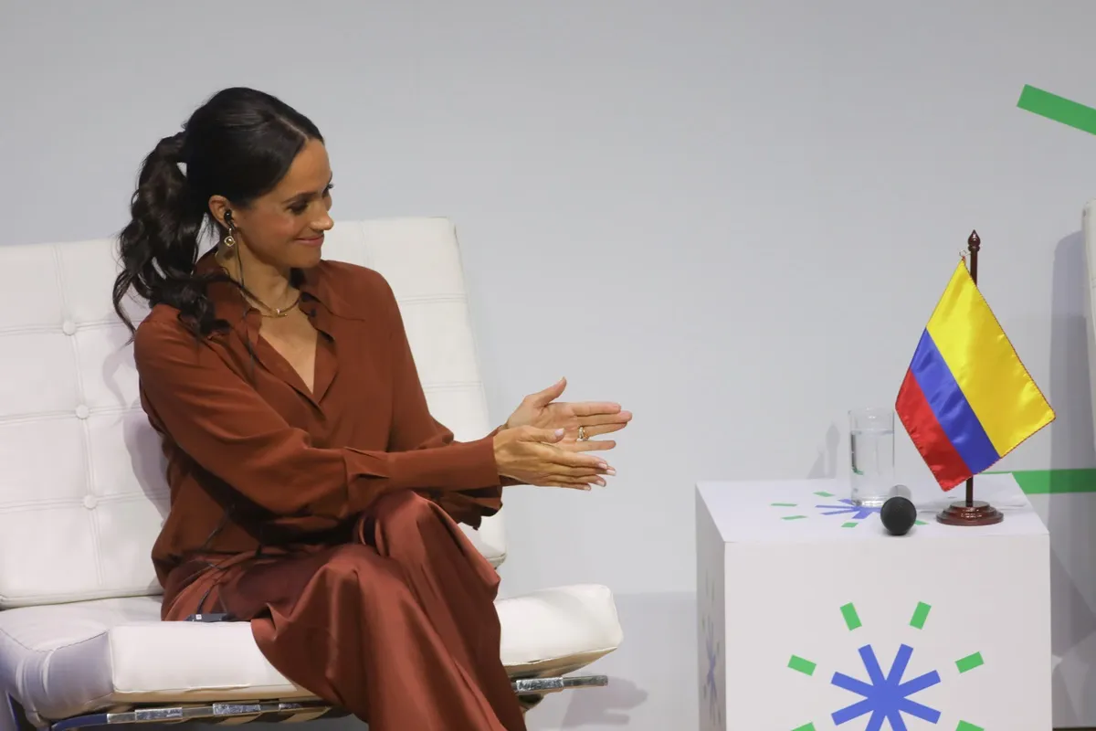 Meghan Markle attends the 'Responsible Digital Future' forum at EAN University in Bogota, Colombia