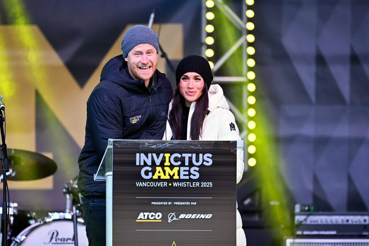 Prince Harry and Meghan Markle speak at the Whistler Welcoming Ceremony during the 2025 Invictus Games