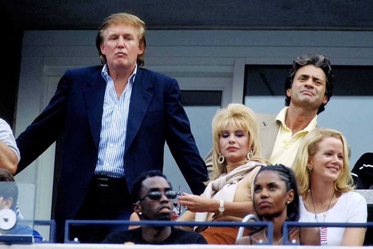 Donald Trump with Sean Combs, Ivana Trump, Kim Porter, and others in 1997